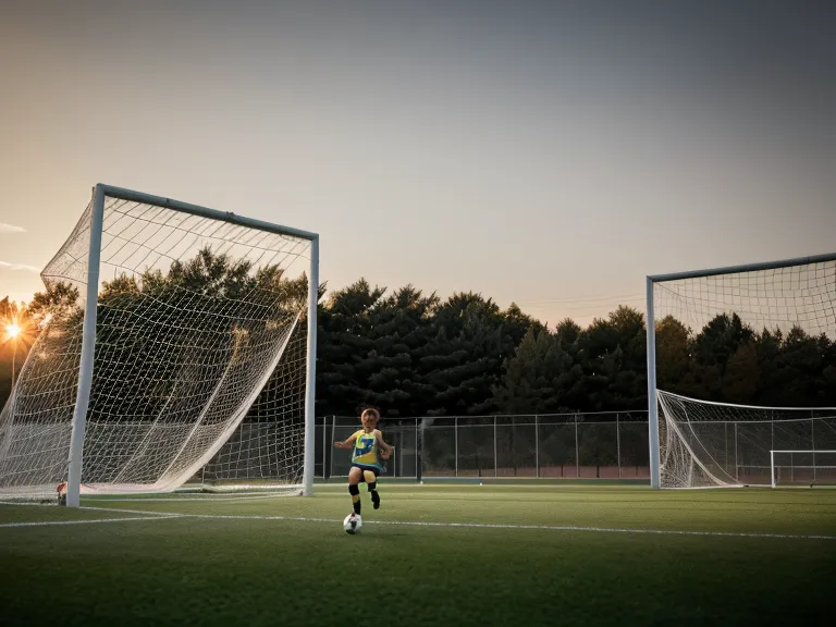 Campo de fútbol en Arequipa durante el atardecer, reflejando el sueño de la beca.